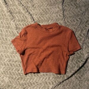 SHEIN Orange + Black Ribbed Crop T-Shirt 2 for 1